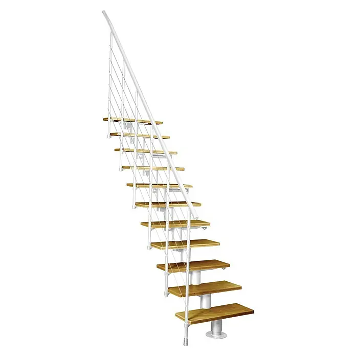 Atrium Mittelholmtreppe Dixi (Farbton Metall: RAL 9003, Breite: 70 cm, Buche, Gerade, Geschosshöhe: 222 cm - 300 cm)