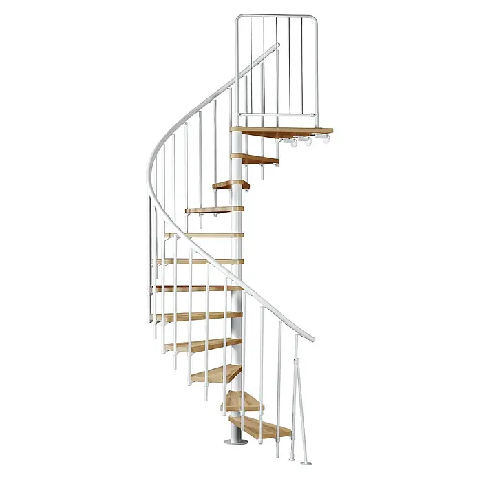 Atrium Spindeltreppe Novo (Farbton Metall: RAL 9003, Durchmesser: 140 cm, Eiche, Geschosshöhe: 271,4 cm - 313,5 cm)