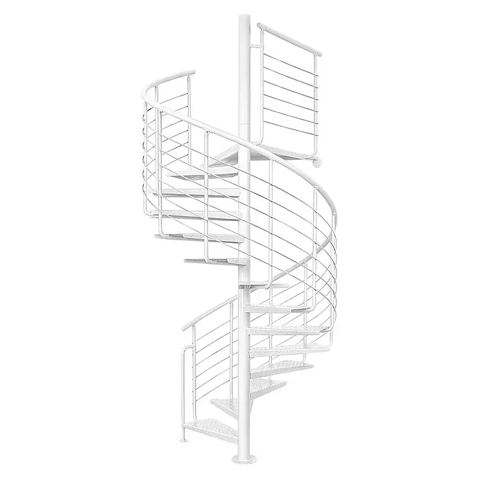 Atrium Spindeltreppe Heavy Metal (Farbton Metall: RAL 9003, Durchmesser: 169 cm, Riffelblech, Geschosshöhe: 280 cm - 300 cm)