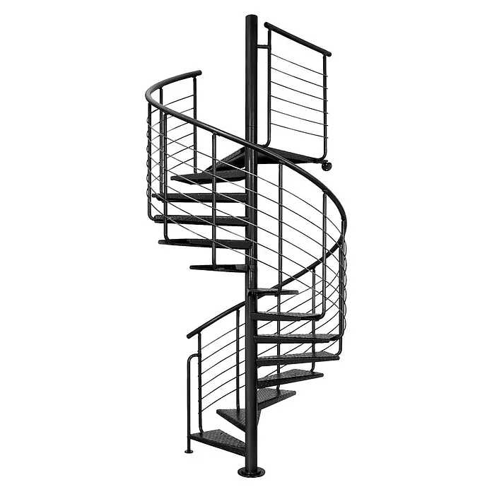 Atrium Spindeltreppe Heavy Metal (Farbton Metall: RAL 9005, Durchmesser: 169 cm, Riffelblech, Geschosshöhe: 280 cm - 300 cm)