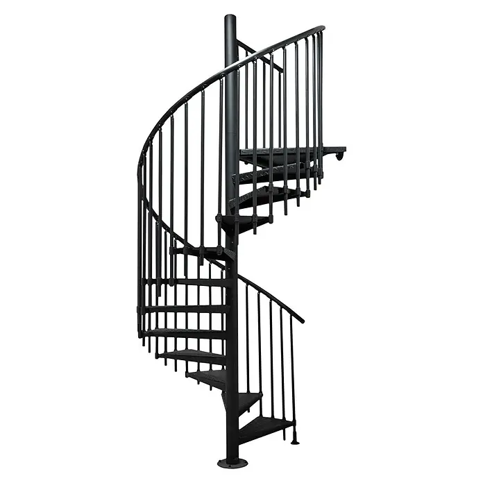 Atrium Spindeltreppe Heavy Metal Vertical (Farbton Metall: RAL 9005, Durchmesser: 119 cm, Riffelblech, Geschosshöhe: 280 cm - 300 cm)
