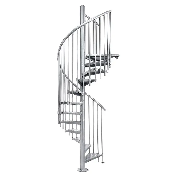 Atrium Spindeltreppe Heavy Metal Vertical (Farbton Metall: RAL 9006, Durchmesser: 119 cm, Riffelblech, Geschosshöhe: 280 cm - 300 cm)