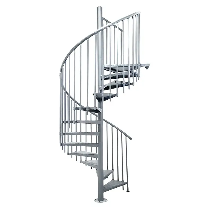Atrium Spindeltreppe Heavy Metal Vertical (Farbton Metall: RAL 9006, Durchmesser: 144 cm, Riffelblech, Geschosshöhe: 280 cm - 300 cm)