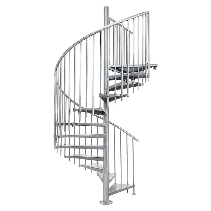 Atrium Spindeltreppe Heavy Metal Vertical (Farbton Metall: RAL 9006, Durchmesser: 169 cm, Riffelblech, Geschosshöhe: 280 cm - 300 cm)