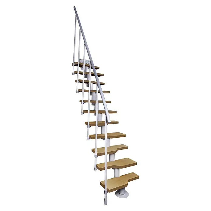 Atrium Raumspartreppe Mini (Farbton Metall: RAL 9003, Breite: 60 cm, Buche, Geschosshöhe: 222 cm - 300 cm)