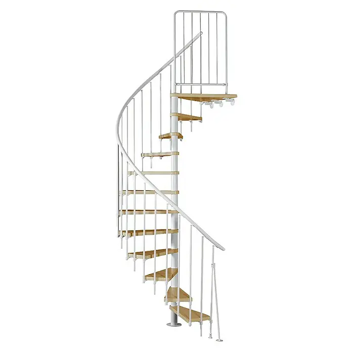 Atrium Spindeltreppe Novo (Farbton Metall: RAL 9003, Durchmesser: 120 cm, Buche, Geschosshöhe: 271,4 cm - 313,5 cm)
