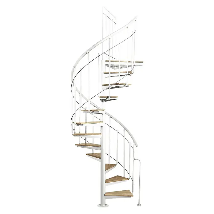 Atrium Spindeltreppe Solo Vertical (Farbton Metall: RAL 9003, Durchmesser: 120 cm, Stahl, Buche, Geschosshöhe: 264 cm - 286 cm)