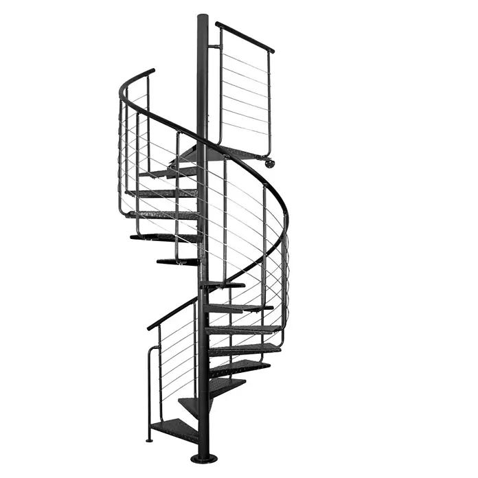 Atrium Spindeltreppe Heavy Metal (Farbton Metall: RAL 9005, Durchmesser: 119 cm, Riffelblech, Geschosshöhe: 280 cm - 300 cm)