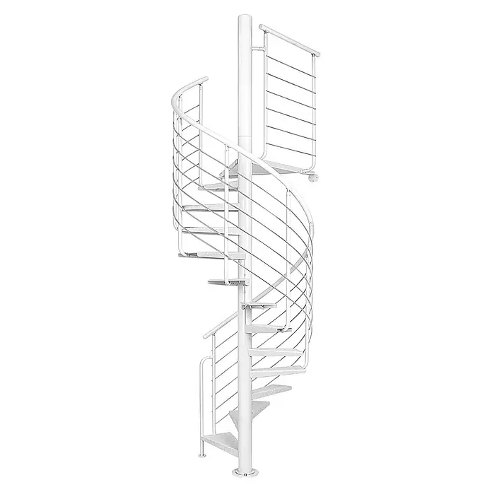 Atrium Spindeltreppe Heavy Metal (Farbton Metall: RAL 9003, Durchmesser: 119 cm, Riffelblech, Geschosshöhe: 280 cm - 300 cm)