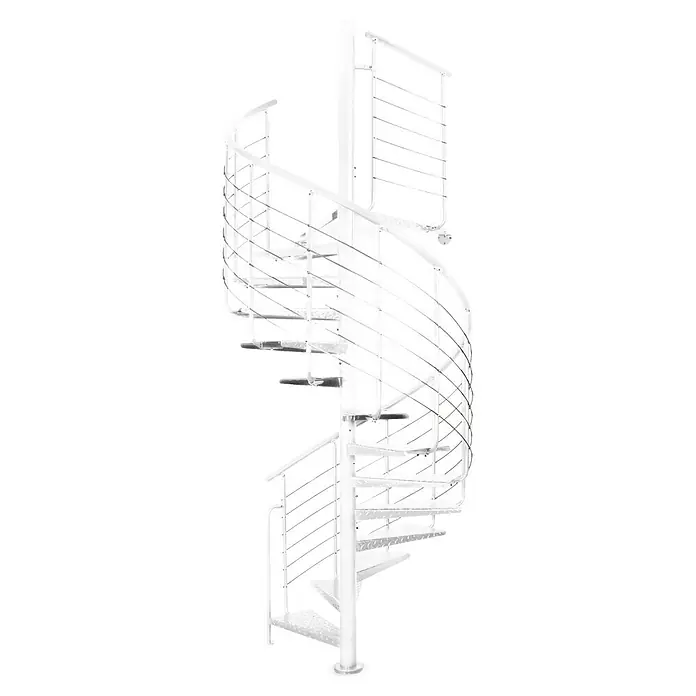 Atrium Spindeltreppe Heavy Metal (Farbton Metall: RAL 9003, Durchmesser: 144 cm, Riffelblech, Geschosshöhe: 280 cm - 300 cm)