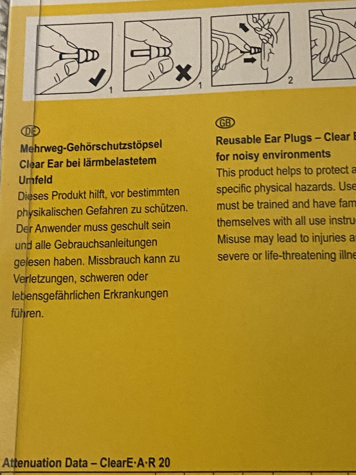 Ohrstöpsel Clear EAR Mehrweg Gehörschutzstöpsel Gehörschutz 3M #15 Bild 2