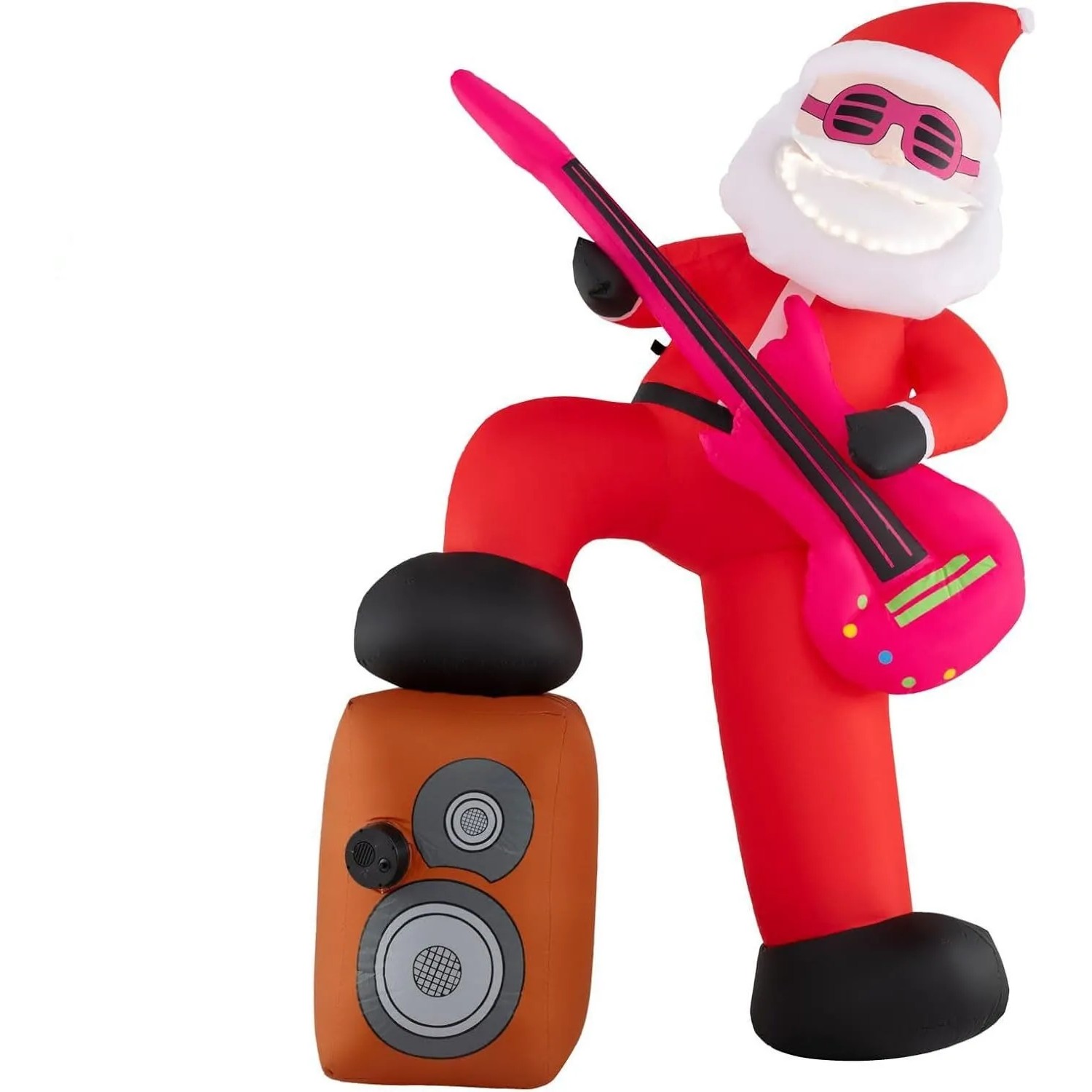 Costway Aufblasbarer Weihnachtsmann mit Gitarre & Musik LED 180 cm