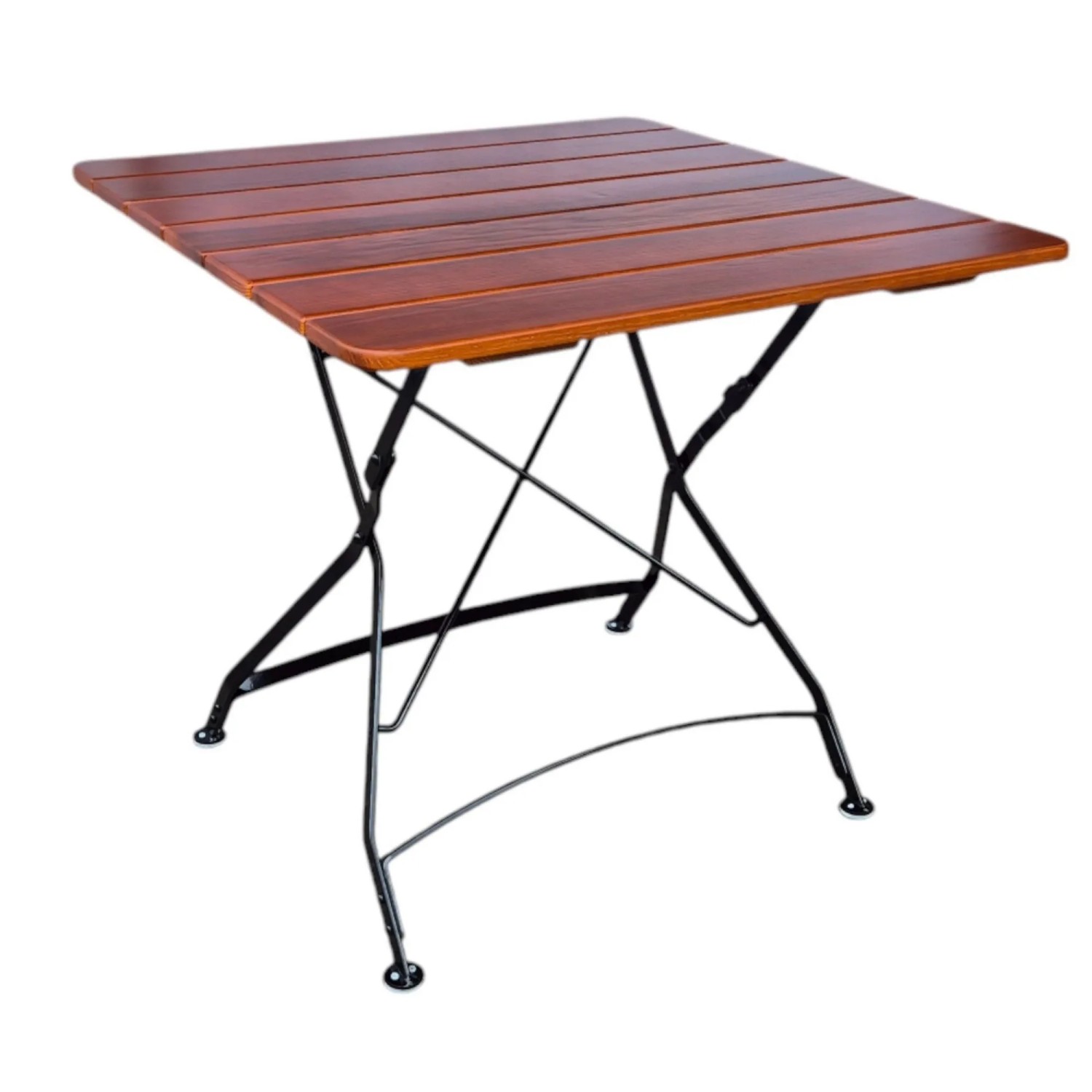 CHEFGASTRO Biergartentisch BAVARIA Made In Germany HxBxT 74x80x80cm Klappbar Wetterfest & UV-beständig Eschenholz Schwarz/Braun