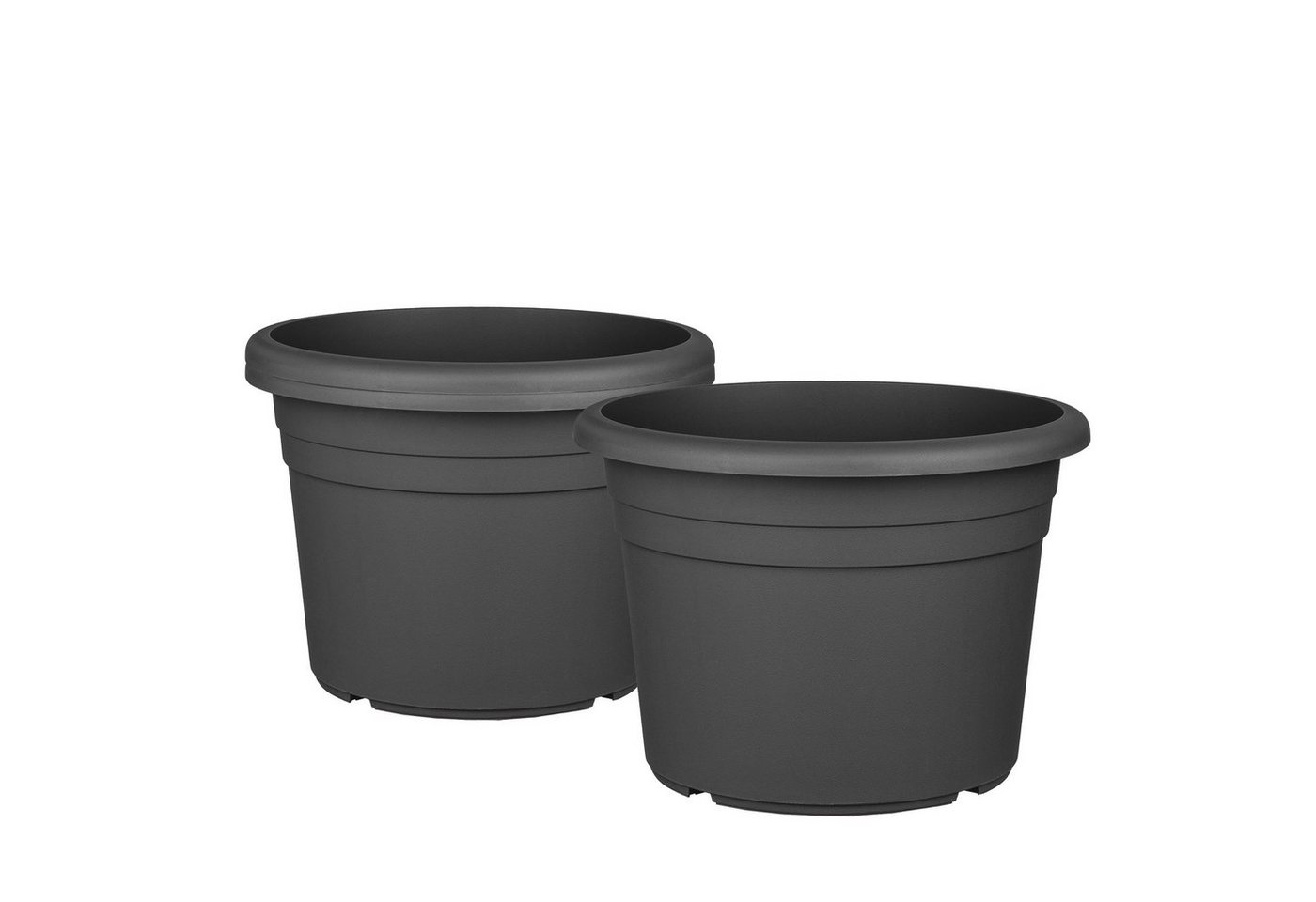 BigDean 3X Blumentopf Ø 30 cm Farbe Anthrazit Kunststoff Pflanztopf Containertopf Übertopf Pflanzkübel Rund 30 x 21 cm