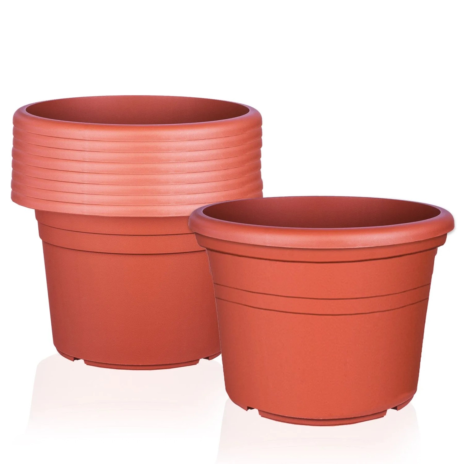 BigDean 9x Blumentopf Ø 35 cm Farbe Terrakotta Kunststoff Pflanztopf Containertopf Übertopf Pflanzkübel Rund 35 x 25 cm