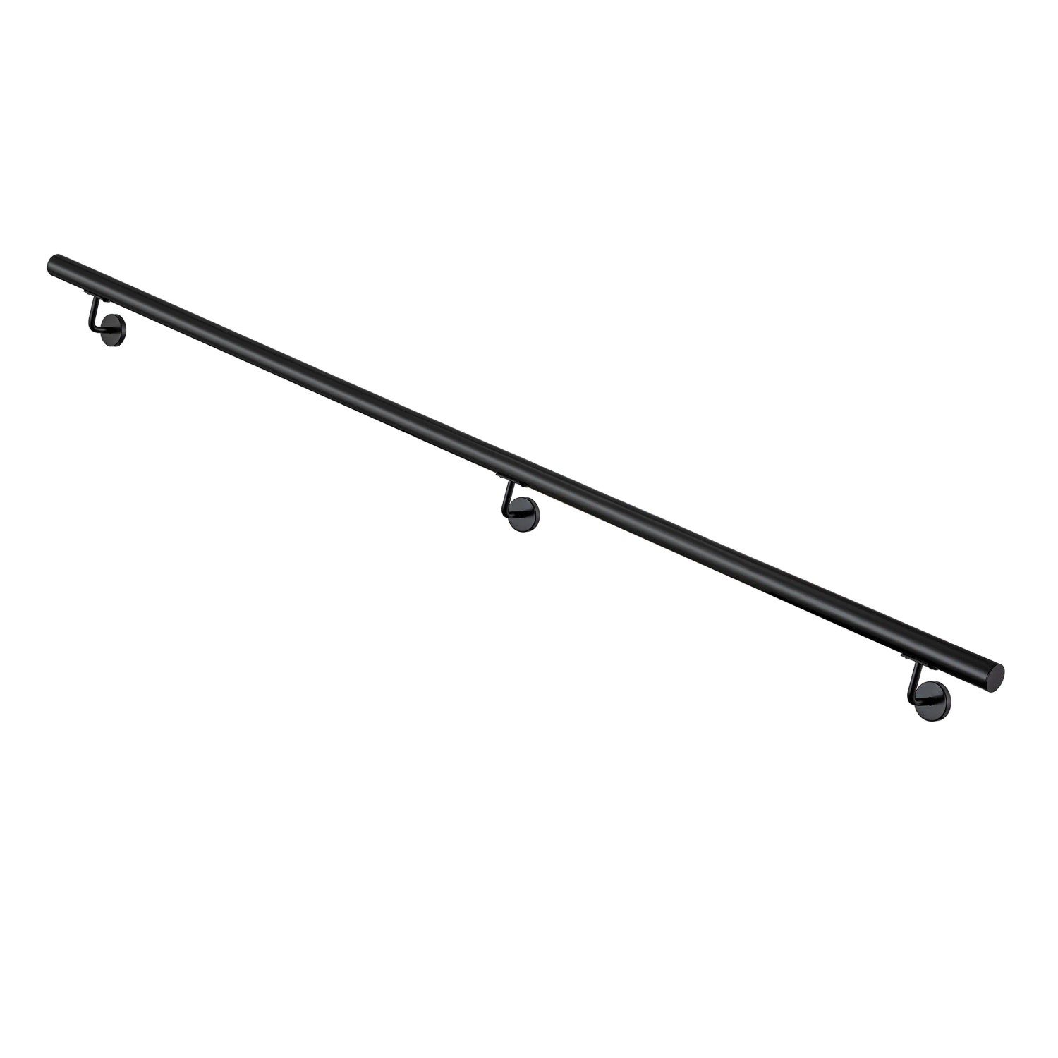 Duschparadies Handlauf Komplettset Edelstahl 304 240 cm Matt Schwarz inkl. Halterungen