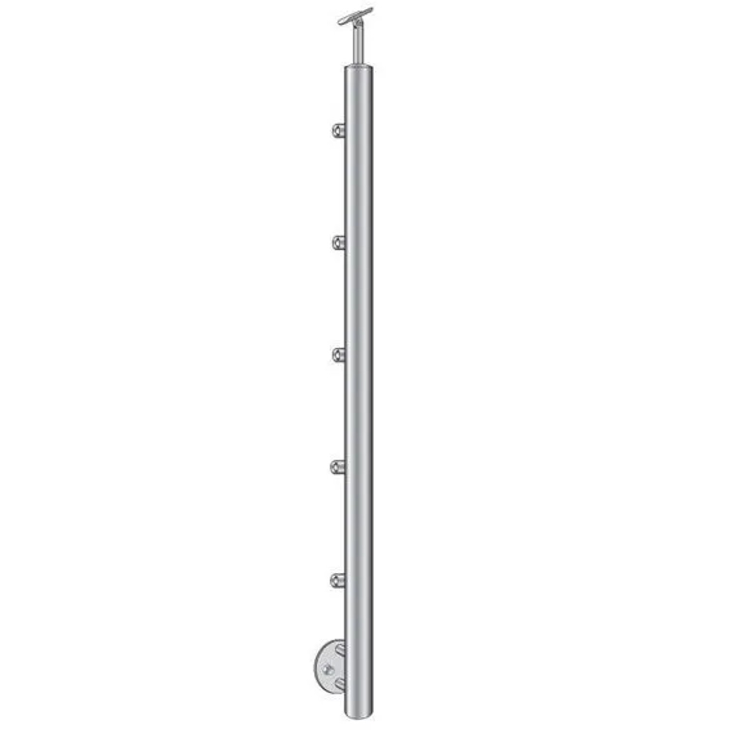 FeNau Geländerpfosten Edelstahl AISI 304 1000 mm D42,4 mm Seitlich Treppe 5 Füllstabhalter D12 mm