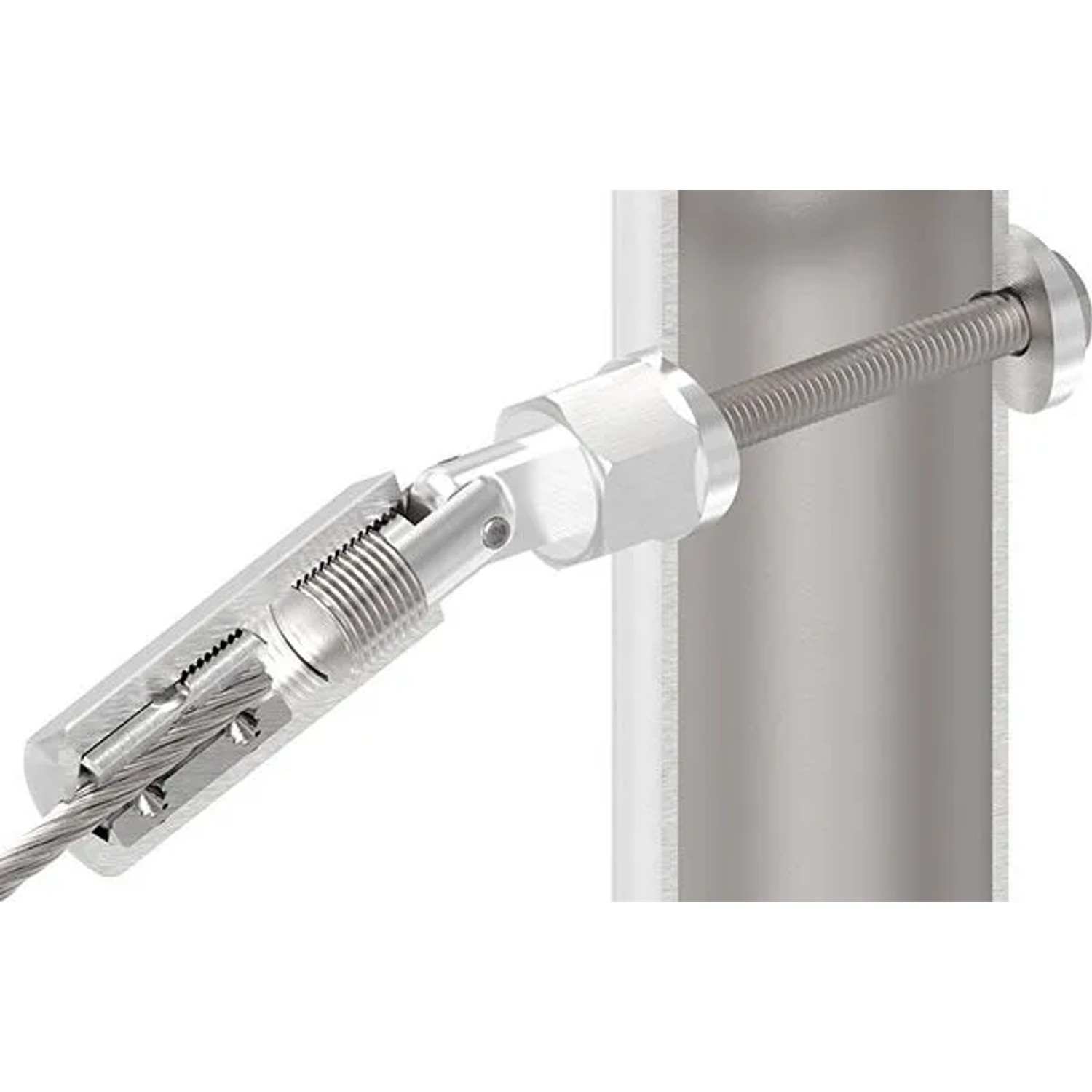 FeNau Gewindeterminal Mit Gelenk Für Seil Ø 8 mm Zur Selbstmontage Für Pfosten Ø 42,4 mm V2A