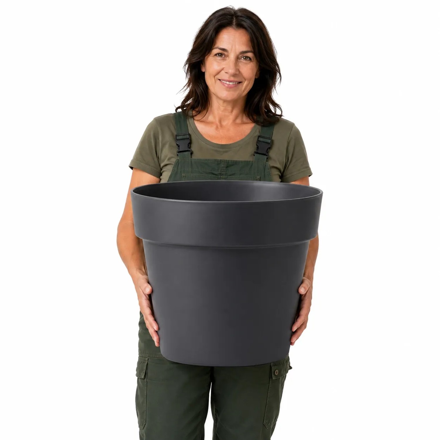 BigDean Blumentopf ca Ø 50 cm Classic Anthrazit Pflanzkübel Groß Außen Mit Wasserspeicher Wetterfester Kunststoff Pflanzkübel Groß Innen