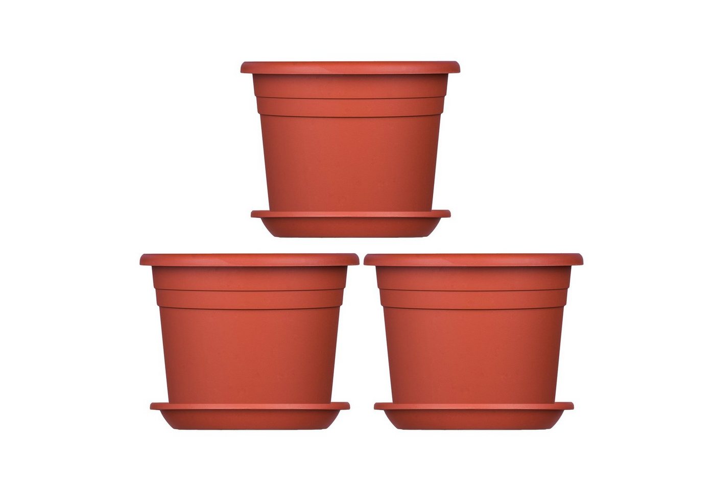 BigDean 3X Blumentopf Ø 25 cm Farbe Terrakotta & Untersetzer Kunststoff Pflanztopf Containertopf Übertopf Pflanzkübel Rund 25 x 18 cm Blumentöpfe Bild 4