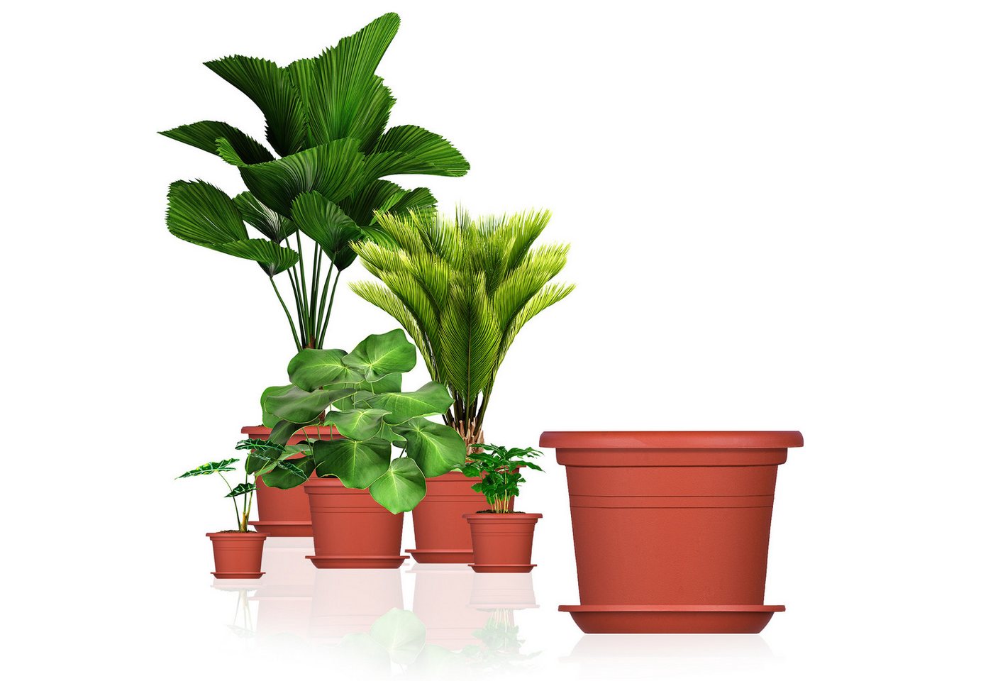 BigDean 3X Blumentopf Ø 25 cm Farbe Terrakotta & Untersetzer Kunststoff Pflanztopf Containertopf Übertopf Pflanzkübel Rund 25 x 18 cm Blumentöpfe Bild 5