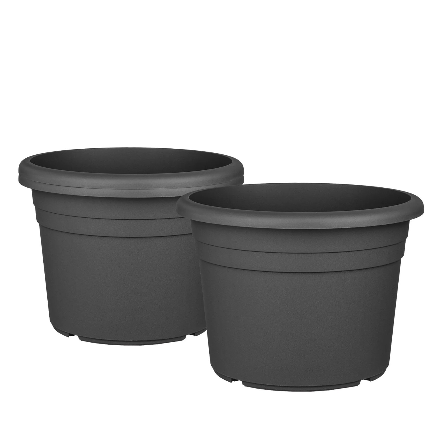BigDean 3X Blumentopf Ø 40 cm Farbe Anthrazit Kunststoff Pflanztopf Containertopf Übertopf Pflanzkübel Rund 40 x 28 cm