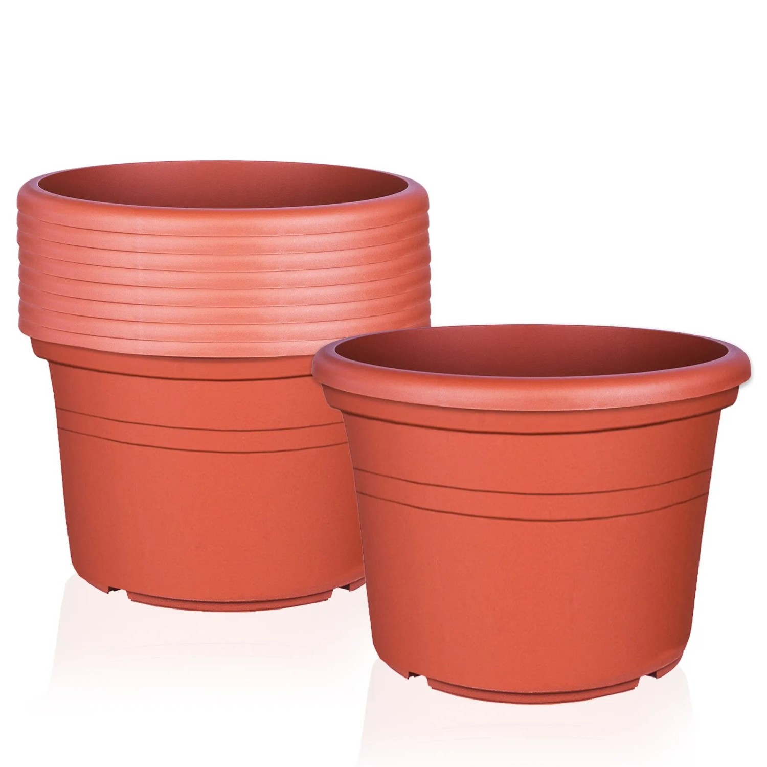 BigDean 9X Blumentopf Ø 40 cm Farbe Terrakotta Kunststoff Pflanztopf Containertopf Übertopf Pflanzkübel Rund 40 x 28 cm