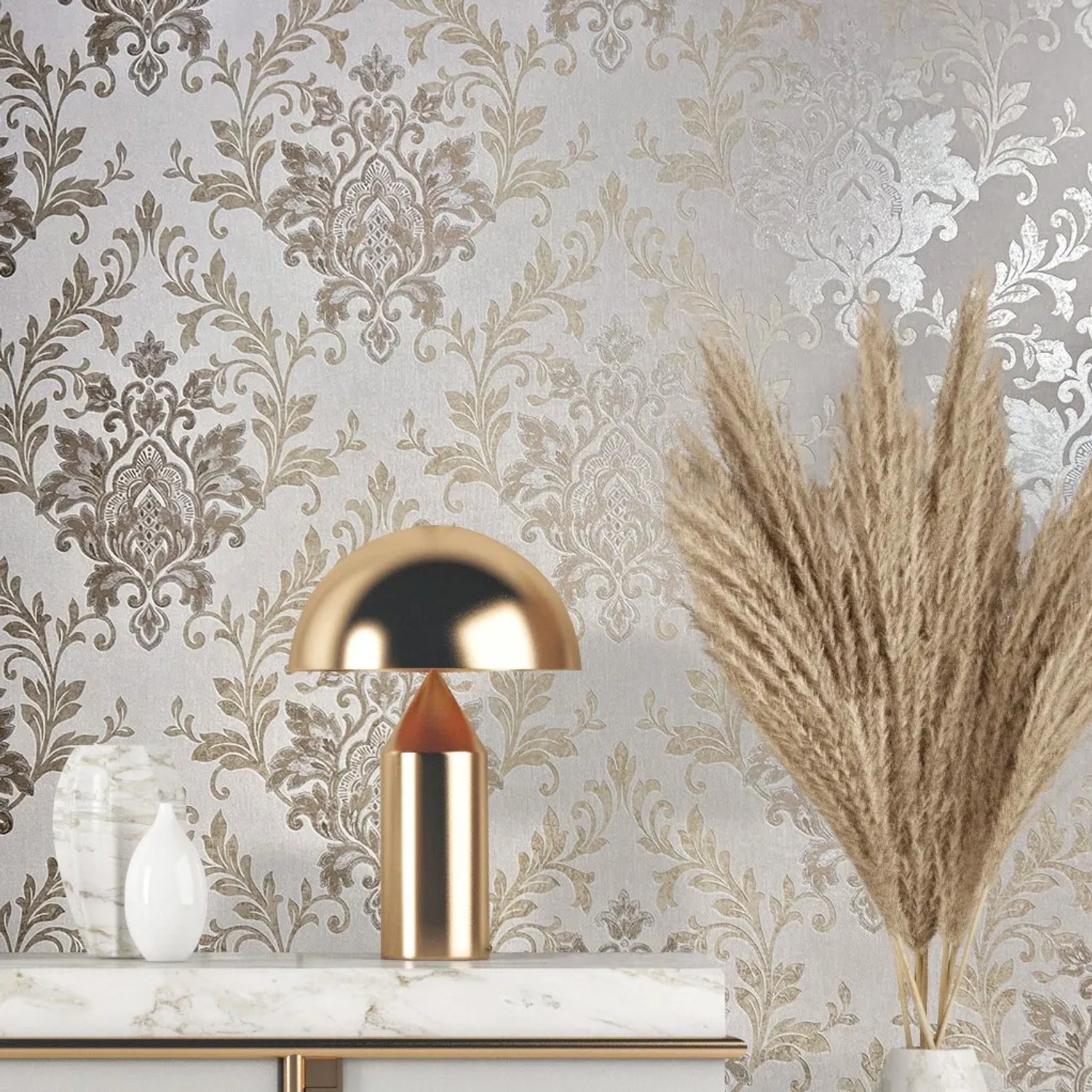 Marburg Vliestapete Villa Romana 53 Ornament Grau-Beige FSC®