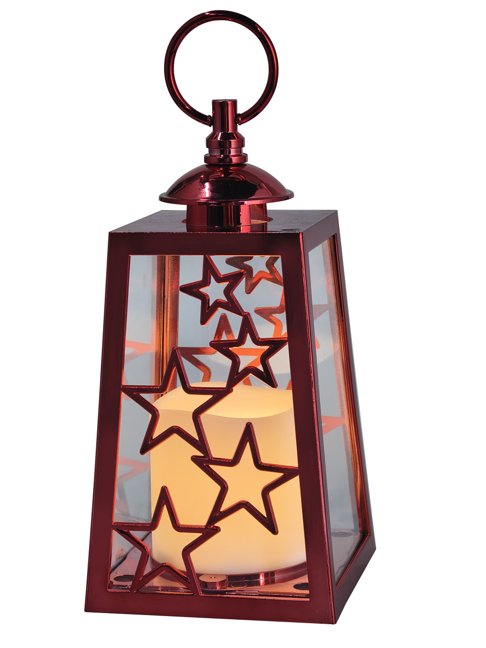 TrendLine LED Laterne 20 cm batteriebetrieben mit Timer warmweiß rot