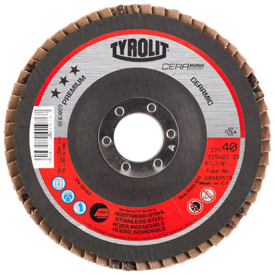 Fächerscheibe CERABOND ø125 x 22,23mm 27A gekröpft CA40R PREMIUM Edelstahl
