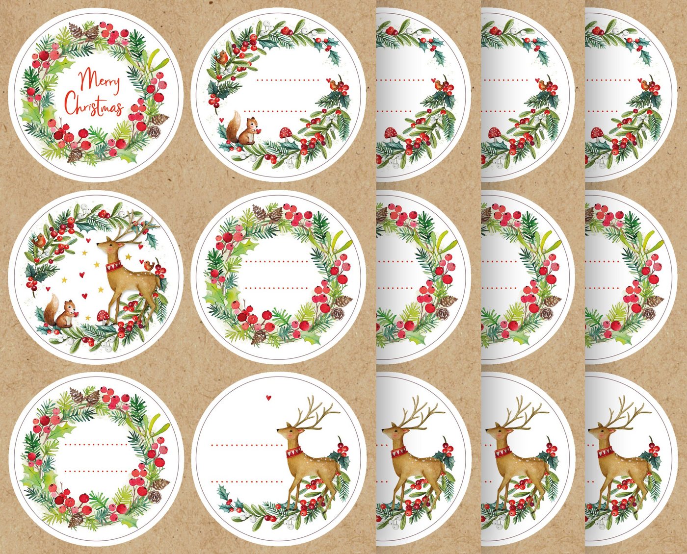 Braun+Company Atelier Aufkleber Natural Christmas, 4 Bogen