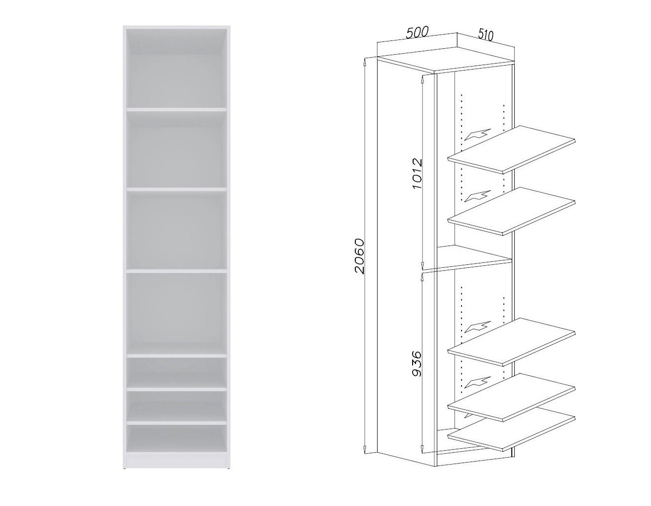 Marmex Möbel Garderobenschrank TRES SET Y/B offener Schrank mit Kleiderstangen und Stauraum weiß (3-St) Modulschränke, begehbarer Kleiderschrank Bild 3