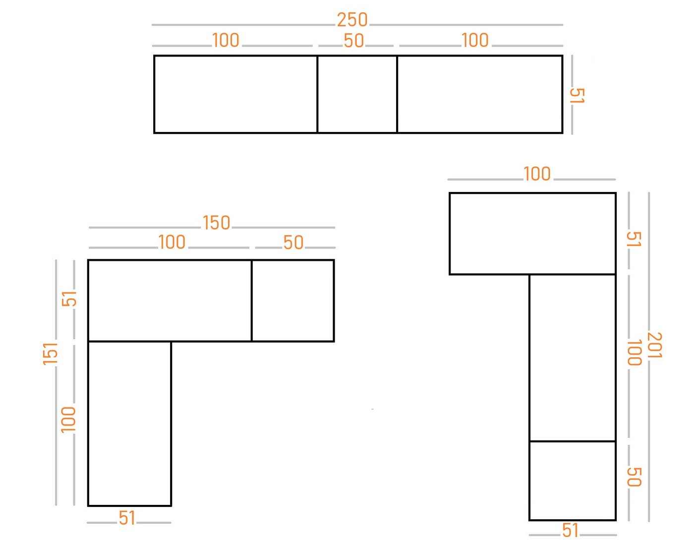 Marmex Möbel Garderobenschrank TRES SET Y/B offener Schrank mit Kleiderstangen und Stauraum weiß (3-St) Modulschränke, begehbarer Kleiderschrank Bild 4