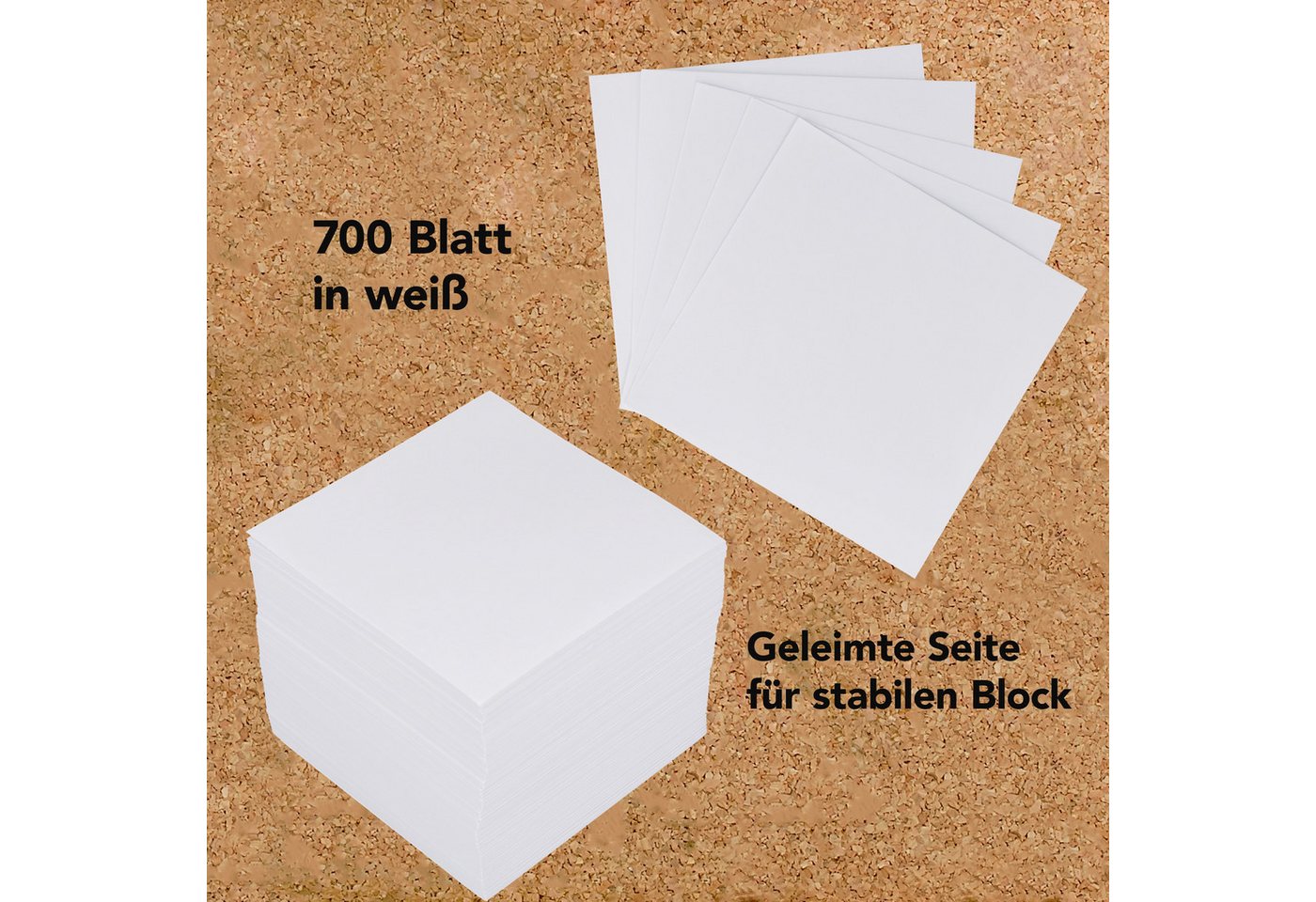 WESTCOTT Notizzettel Notizblock weiß 700 Blatt (2er-Set), Zettelblock geleimt mit 9 x 9 cm, FSC-zertifiziertes Papier 80g/m² Bild 4