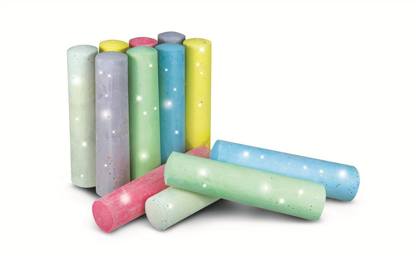 XTREM toys & sports Malkreide KREIDESPASS Glitzer Straßenmalkreide im XXL Eimer, 50 Stück