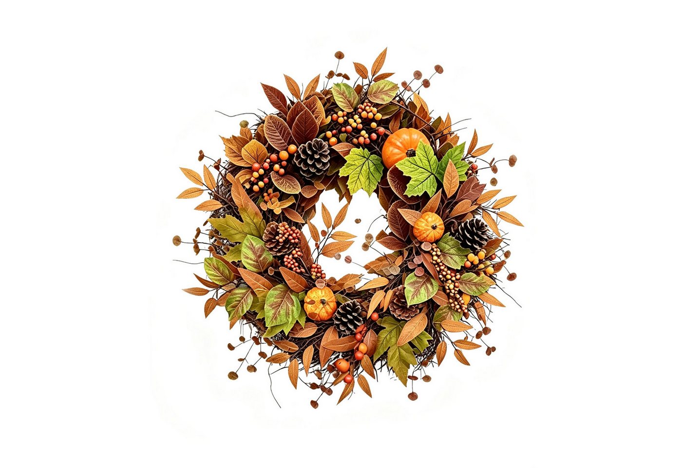 Bomiclss Dekokranz 45cm Herbst-Beerenkranz, Herbstlicher Türkranz, geeignet für Haustüren, Veranden und Thanksgiving-Erntedekoration Bild 3