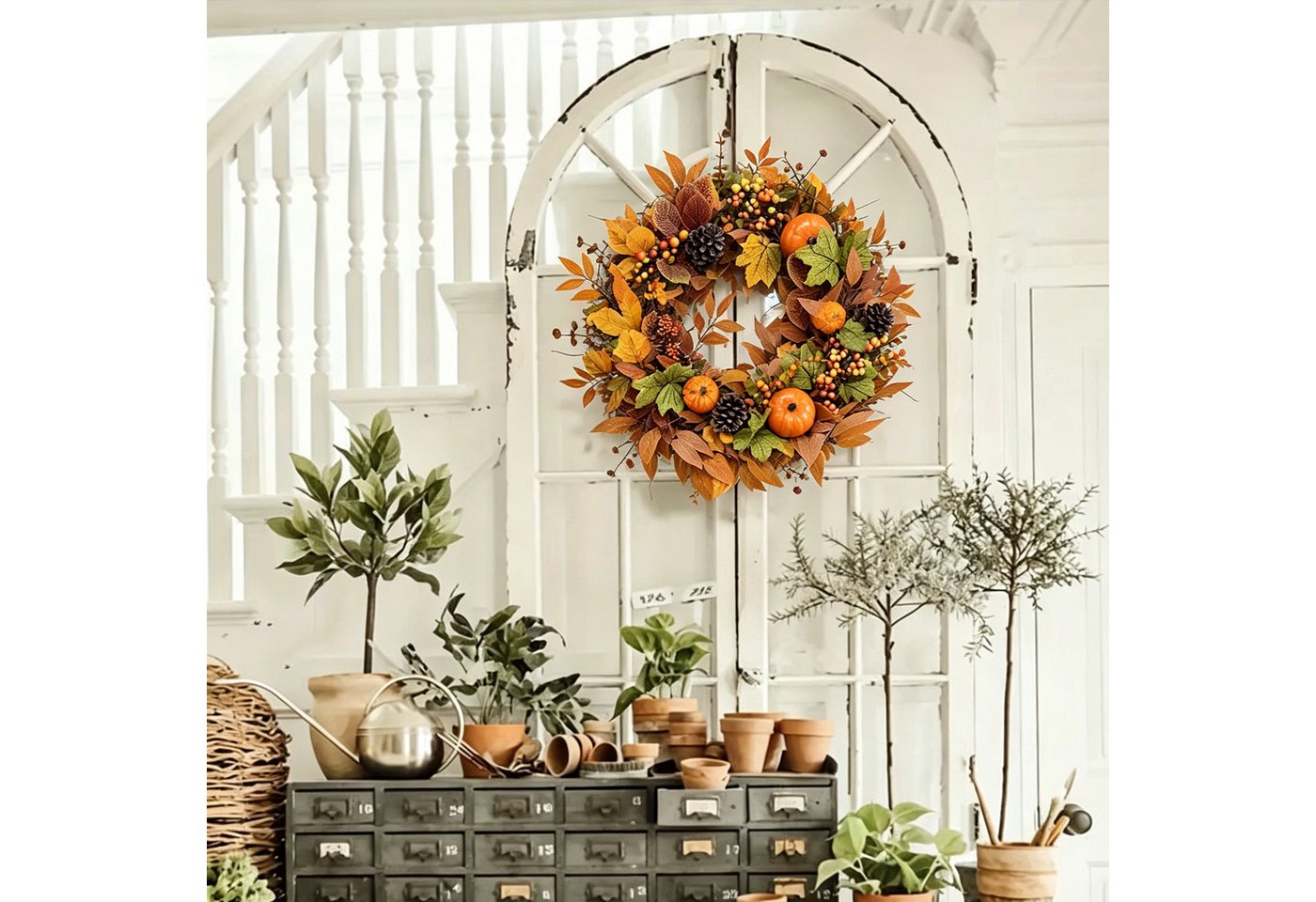 Bomiclss Dekokranz 45cm Herbst-Beerenkranz, Herbstlicher Türkranz, geeignet für Haustüren, Veranden und Thanksgiving-Erntedekoration Bild 5