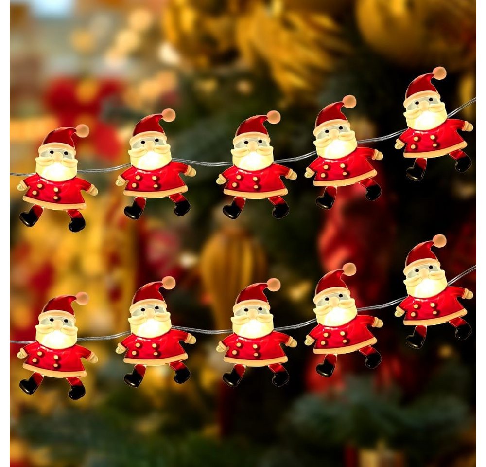 Stelby LED-Lichterkette Weihnachtsmann Lichterkette 2m mit 20 Warmweiß LEDs, Fensterbeleuchtung, Batteriebetrieben, Weihnachtsdeko Bild 5