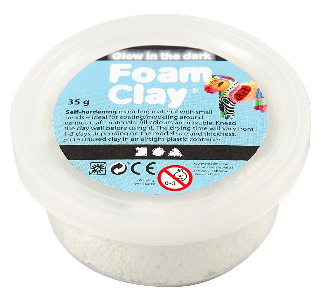 creativ company Knete Foam Clay Modelliermasse, Nachtleuchtend