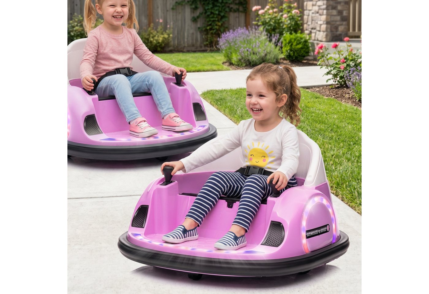 AIYAPLAY Elektro-Kinderauto 12V Autoscooter, Elektro Bumper, mit Fernbedienung, Musik Lichter, Belastbarkeit 25 kg, (1-tlg), 2 km,h, für 1,5-5 Jahre Kinder, Rosa Bild 2