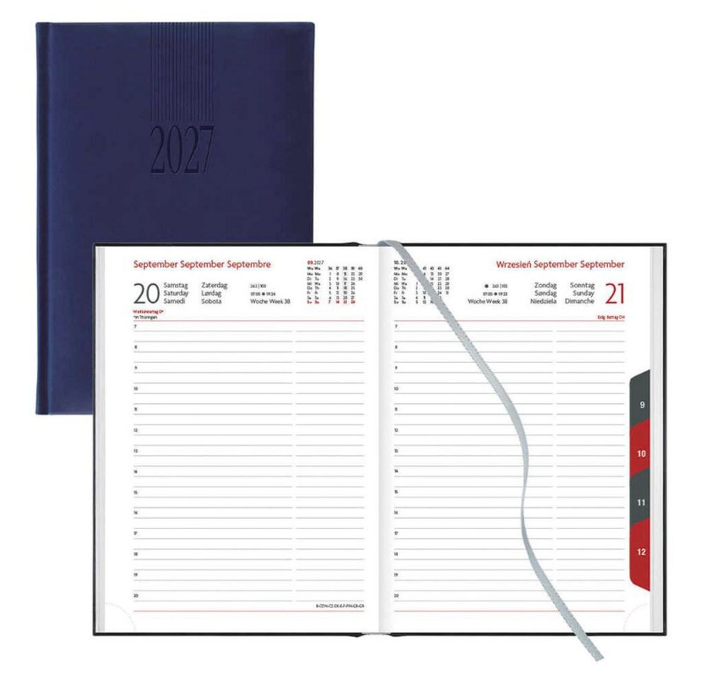 Lediberg Buchkalender 864 Tagesplaner 2027 dkl.-blau A5 m. Monatsregister (1-tlg) Bild 3