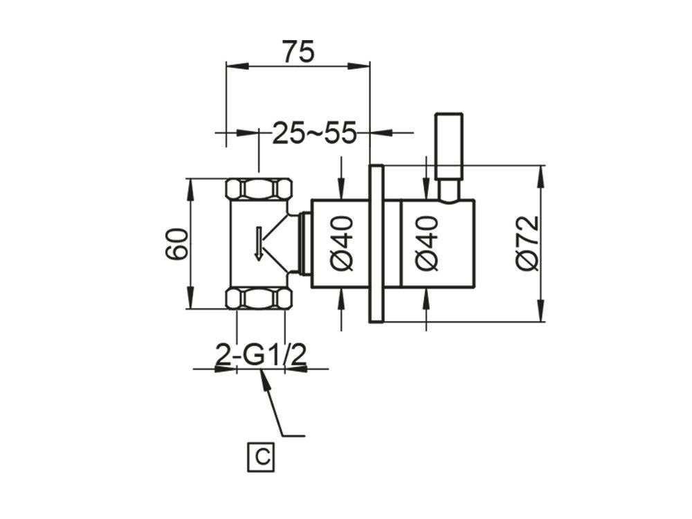 Aqua Bagno Absperrventil Design-Unterputzventil für Kaltwasser – Ideal für Dusch-WCs und Bidets, (Messing verchromt, 1-tlg., Wandarmatur rund), Inkl.Grundkörper Bild 2