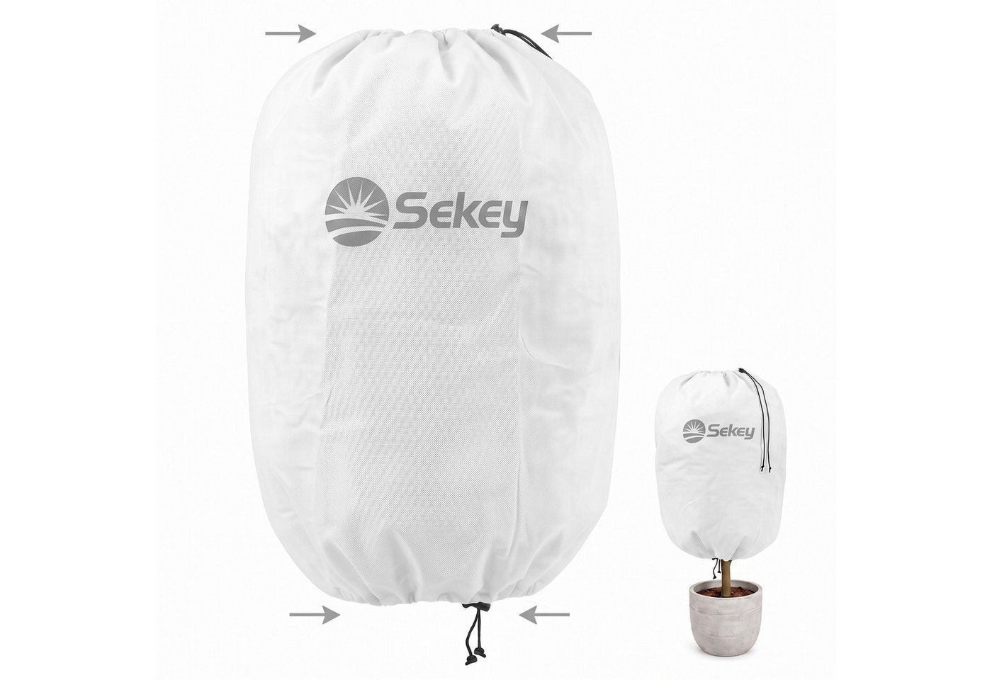 Sekey Winterschutzhaube Winterschutz für Pflanzen Frostschutz Haube mit 2 Zugbändern (1-St), Weiß, 80x100cm Vlieshülle, Pflanzenabdeckung mit doppeltem Zugband Bild 3