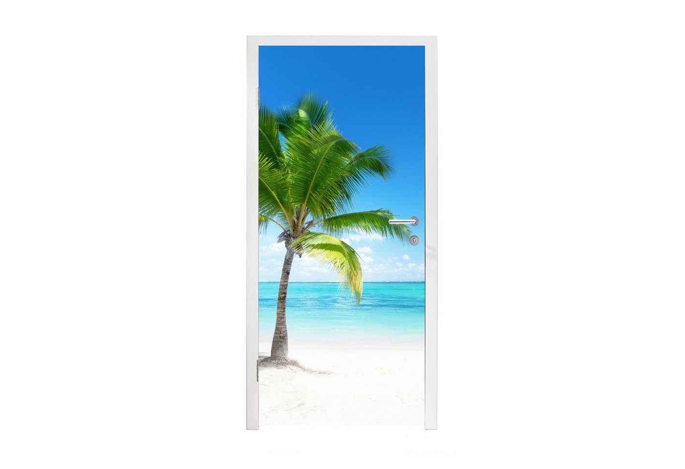 MuchoWow Türtapete Palme - Strand - Meer - Sommer, Matt, bedruckt, (1 St), Selbstklebende Tapete, Folie für Möbel, 75x205 cm Bild 4