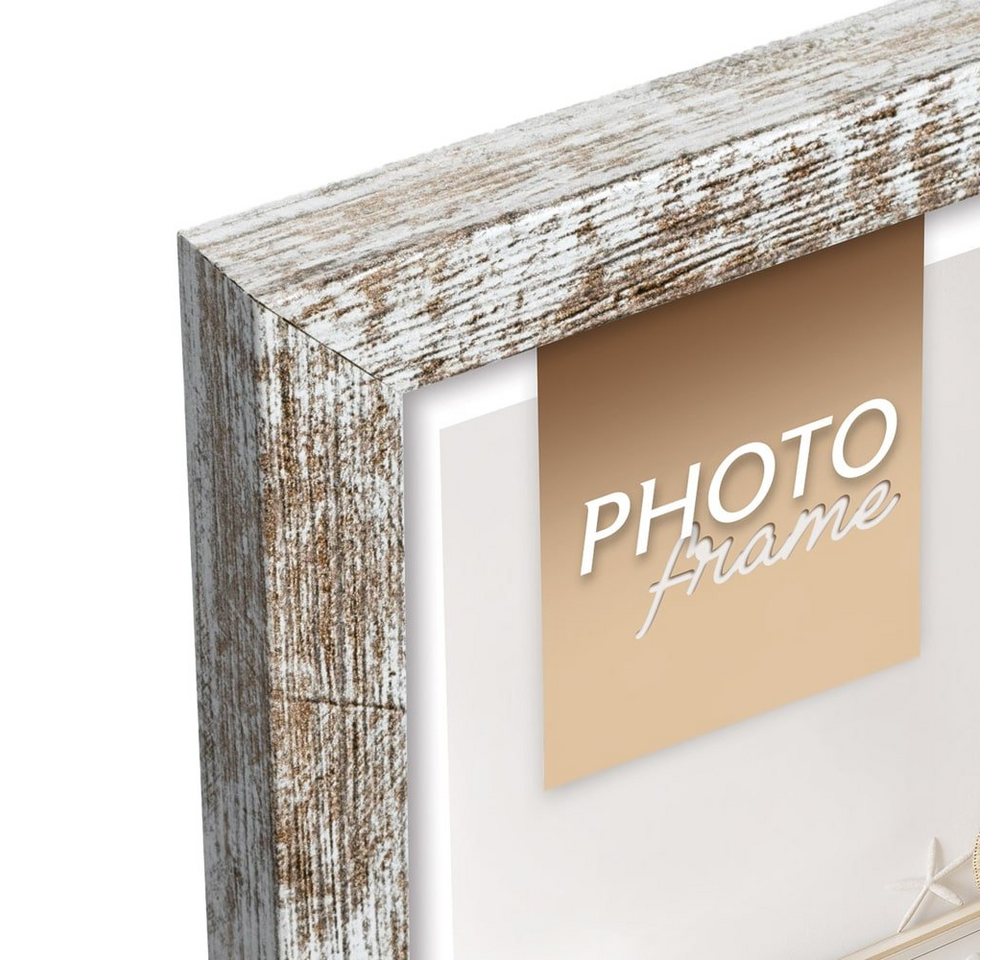 matches21 HOME & HOBBY Bilderrahmen Holz Bilderrahmen rechteckig weiss / braun für 10x15 cm, Wand-Deko Fotorahmen im Hochformat, Querformat zum Stellen, Hängen