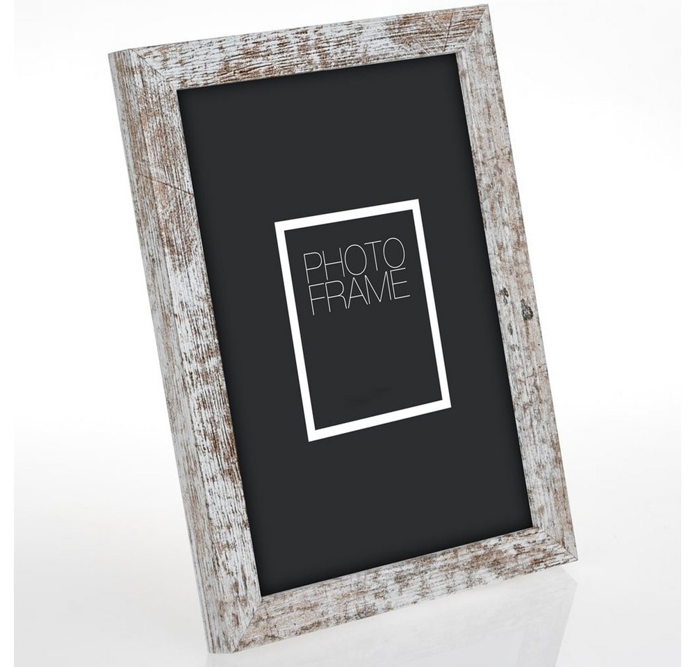 matches21 HOME & HOBBY Bilderrahmen Holz Bilderrahmen rechteckig weiss / braun für 10x15 cm, Wand-Deko Fotorahmen im Hochformat, Querformat zum Stellen, Hängen Bild 2