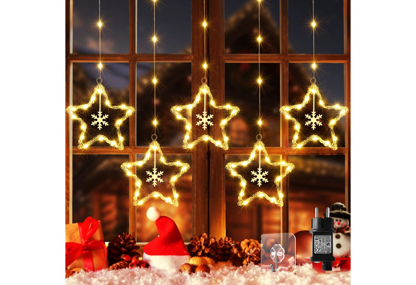 Quntis LED-Lichterkette LED Dekolicht Weihnachtsengel mit timer 8 Modi Memory-Funktion, Haken, Weihnachtsfigur für Weihanchten Fenster Deko/Geschenk, batterie Bild 4