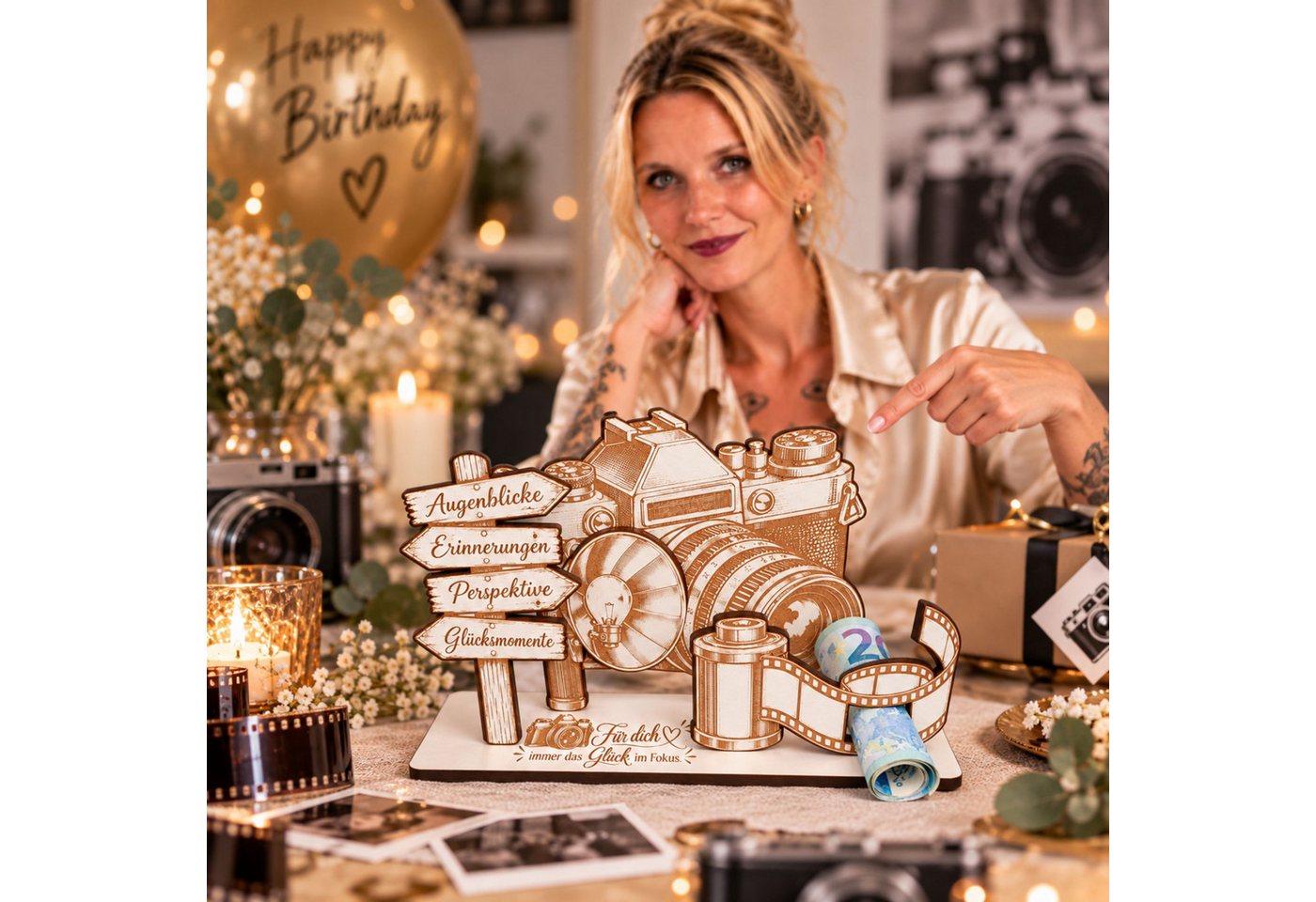 Dekolando Geschenkkarte Fotografie Geldgeschenk Geschenk für Fotografen mit Kamera 14x8cm Bild 2