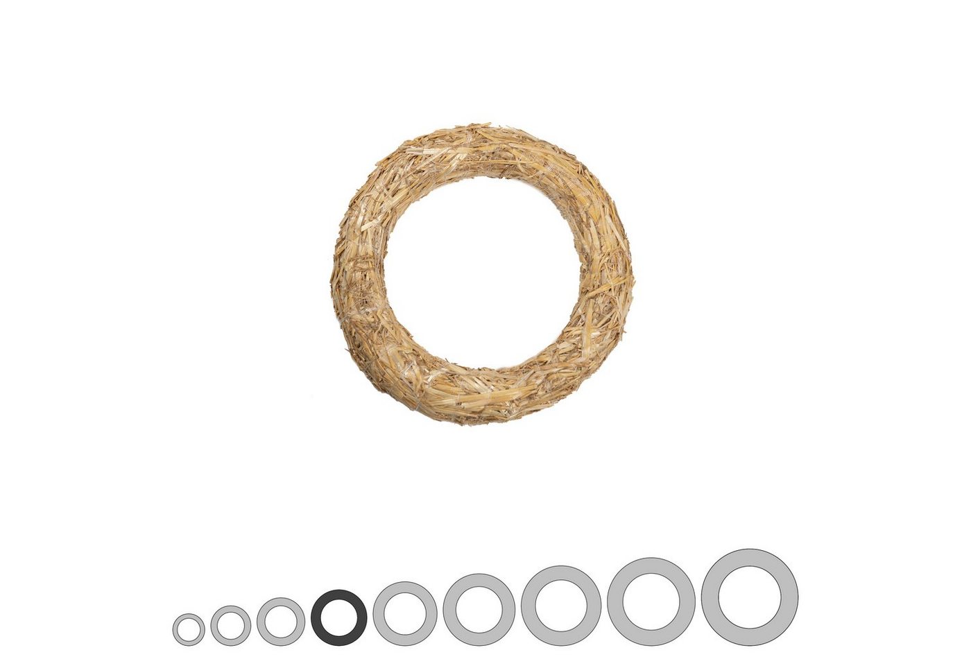 DekoPrinz® Bastelkranz Natur Strohkranz / Strohrömer Rohling, Ø33 cm, 5 cm Stärke