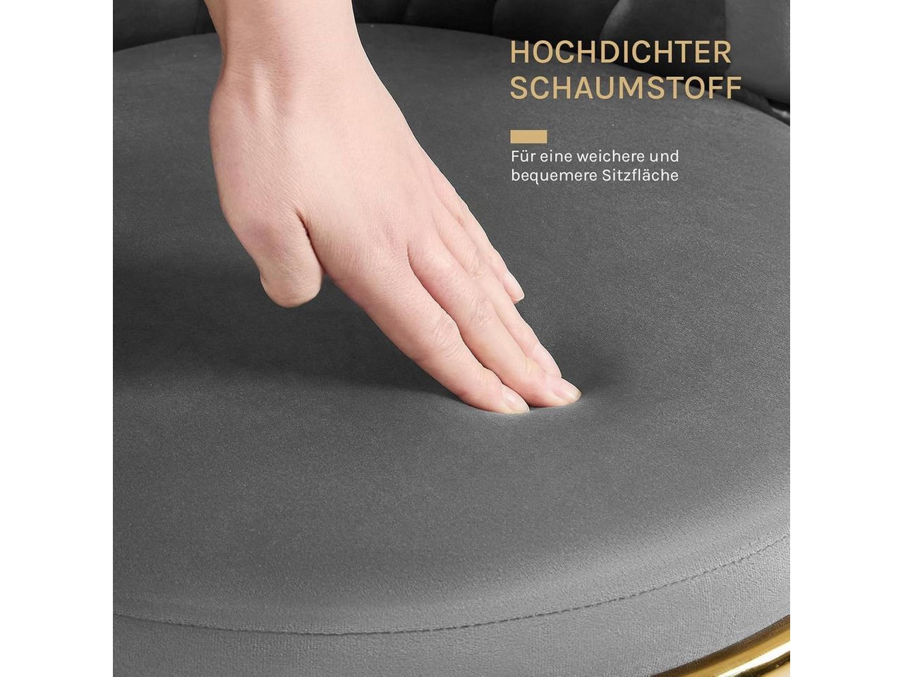 Woltu Küchenstuhl (6 St), 6er Set, mit Metallrahmen, ergonomisch, 360° drehbar, Samtsitz Bild 3